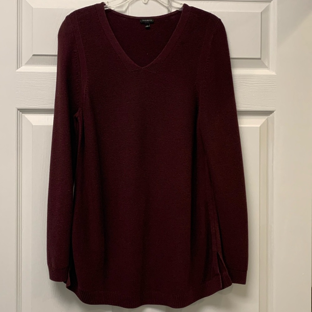 Talbots Women's V-Neck Sweater in Burgundy